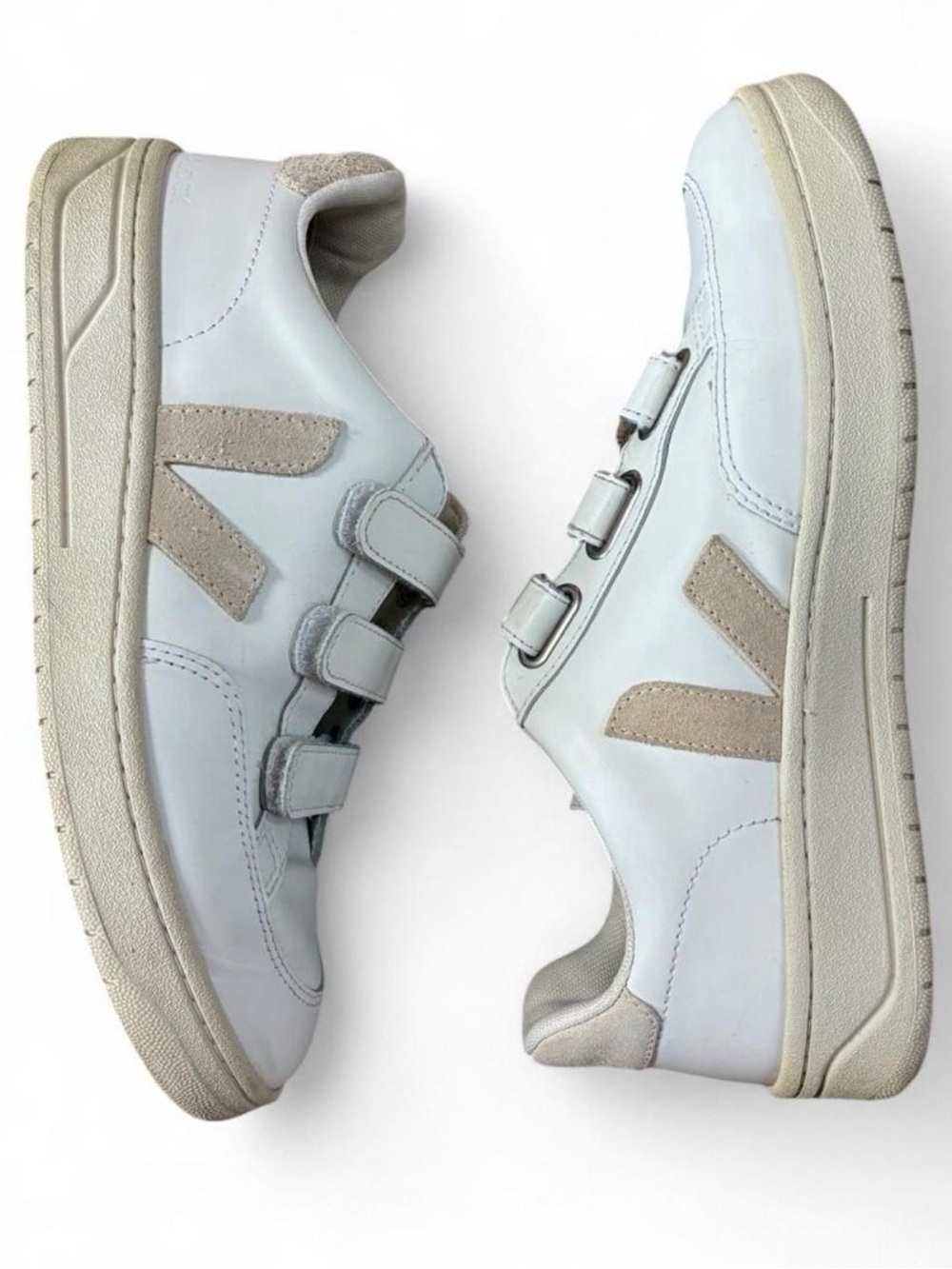 Veja V-lock White Leather 3 Strap Sneaker US 9